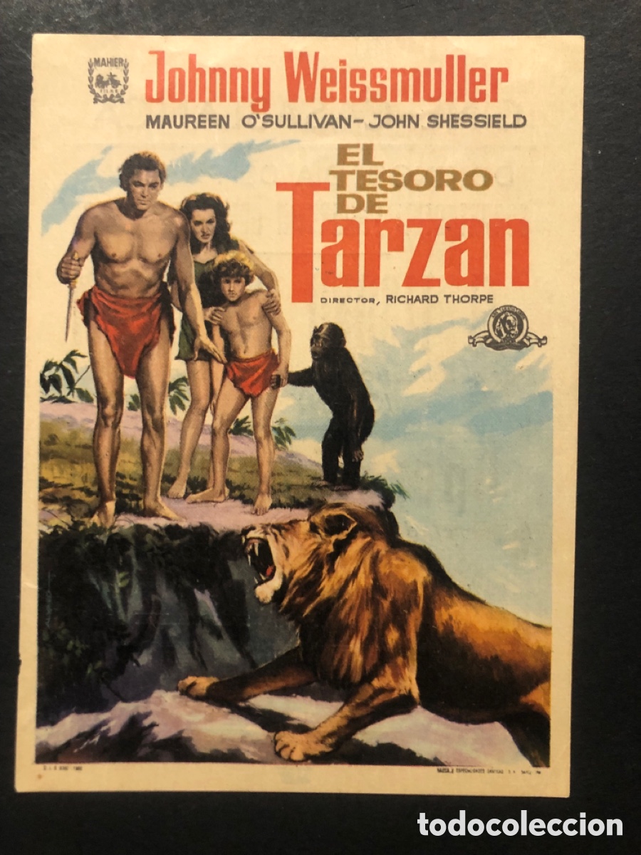 Kino: Programa el tesoro de tarzan johnny Weissmuller con publicidad cine casablanca A8