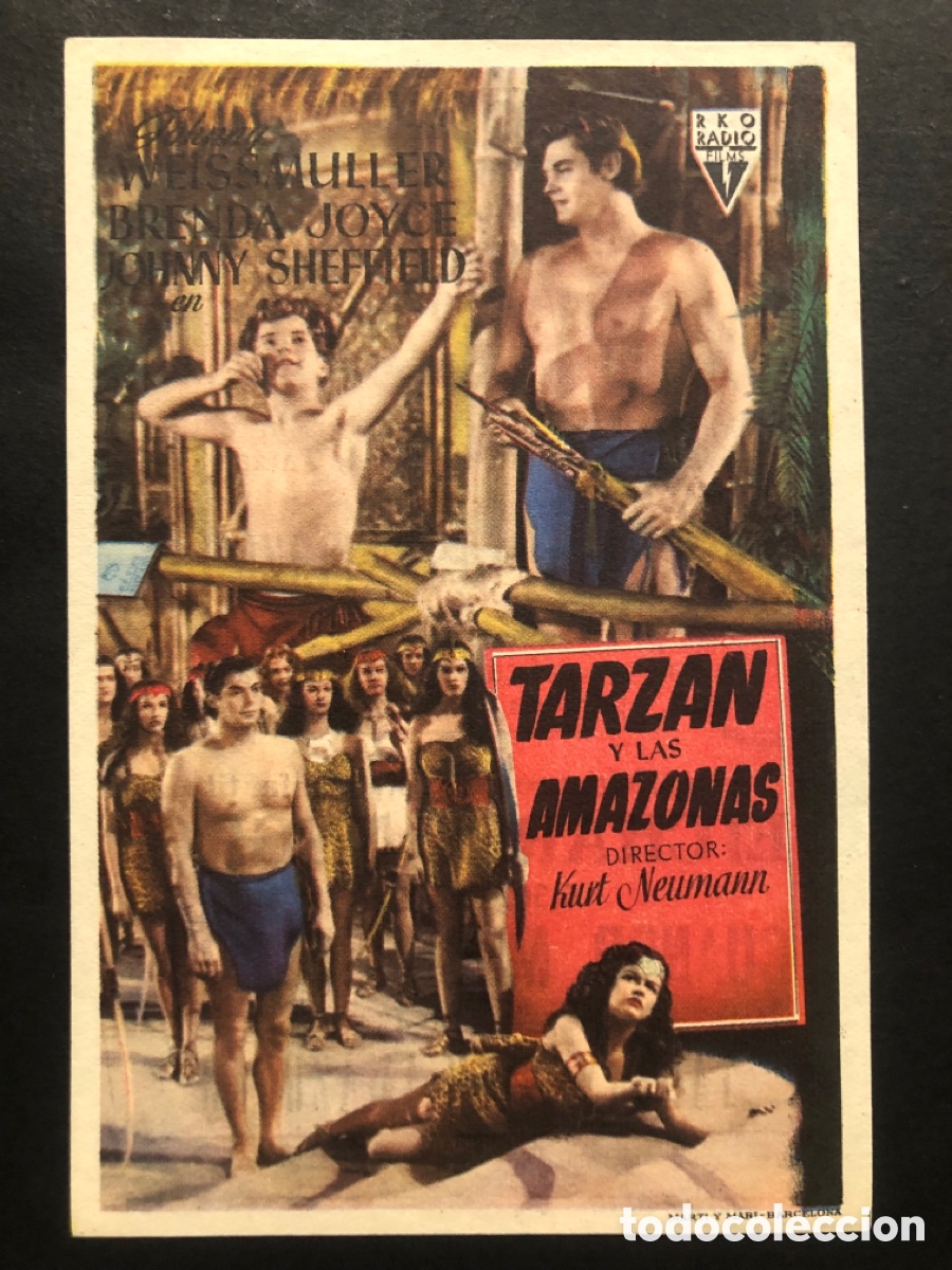 Kino: Programa tarzan y las amazonas johnny Weissmuller con publicidad teatro duque de rivas A8