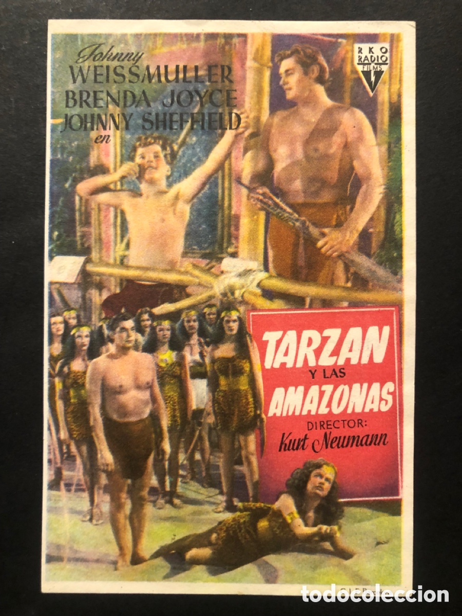 Kino: Programa tarzan y las amazonas johnny Weissmuller con publicidad coliseo olympia granada A8