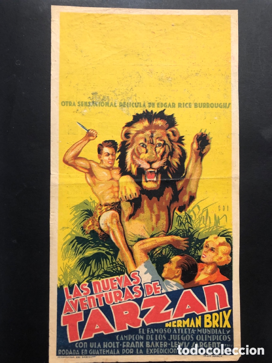 Kino: Programa las nuevas aventuras de tarzan Herman Brix con publicidad teatre Alegr&iacute;a teatre recreu A8