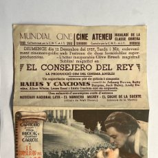 Cine: EL CONSEJERO DEL REY. MUNDIAL CINE Y CINE IGUALADI. CNT AIT, GUERRA CIVIL (A.1937)
