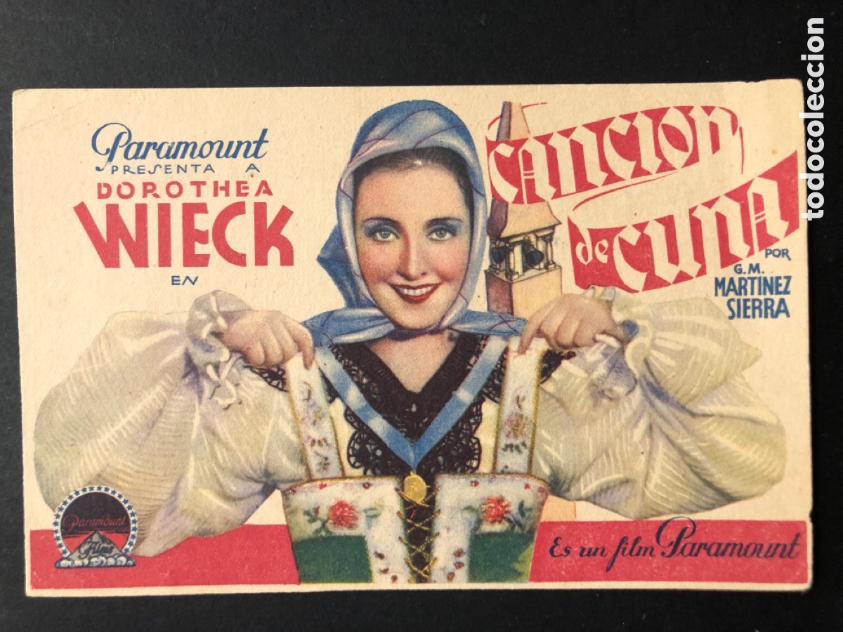  Flyers Publicitaires de films Anciens: Programa tarjeta cancion de cuna dorothea Wieck con publicidad cine monumental melilla A8