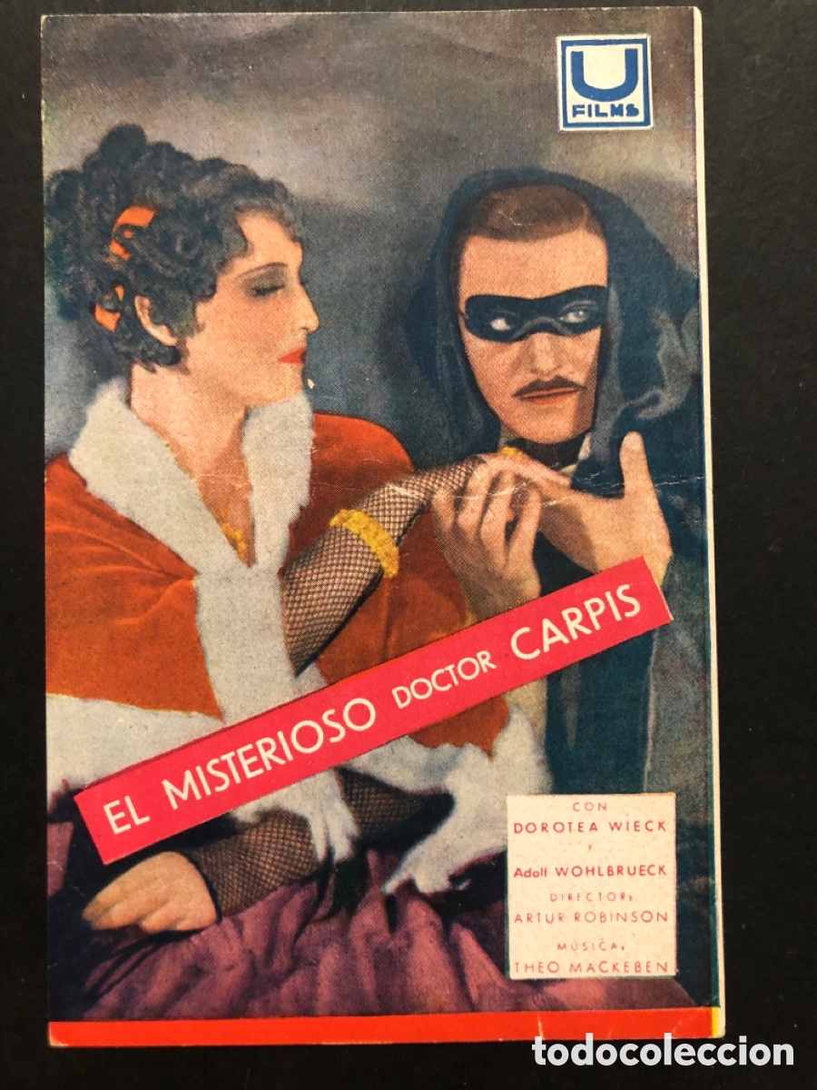  Flyers Publicitaires de films Anciens: Programa el misterioso doctor carpis dorothea Wieck con publicidad teatro c&iacute;rculo A8