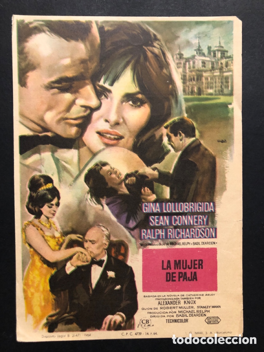  Flyers Publicitaires de films Anciens: Programa la mujer de paja gina lollobrigida Sean connery con publicidad teatro espa&ntilde;ol A8