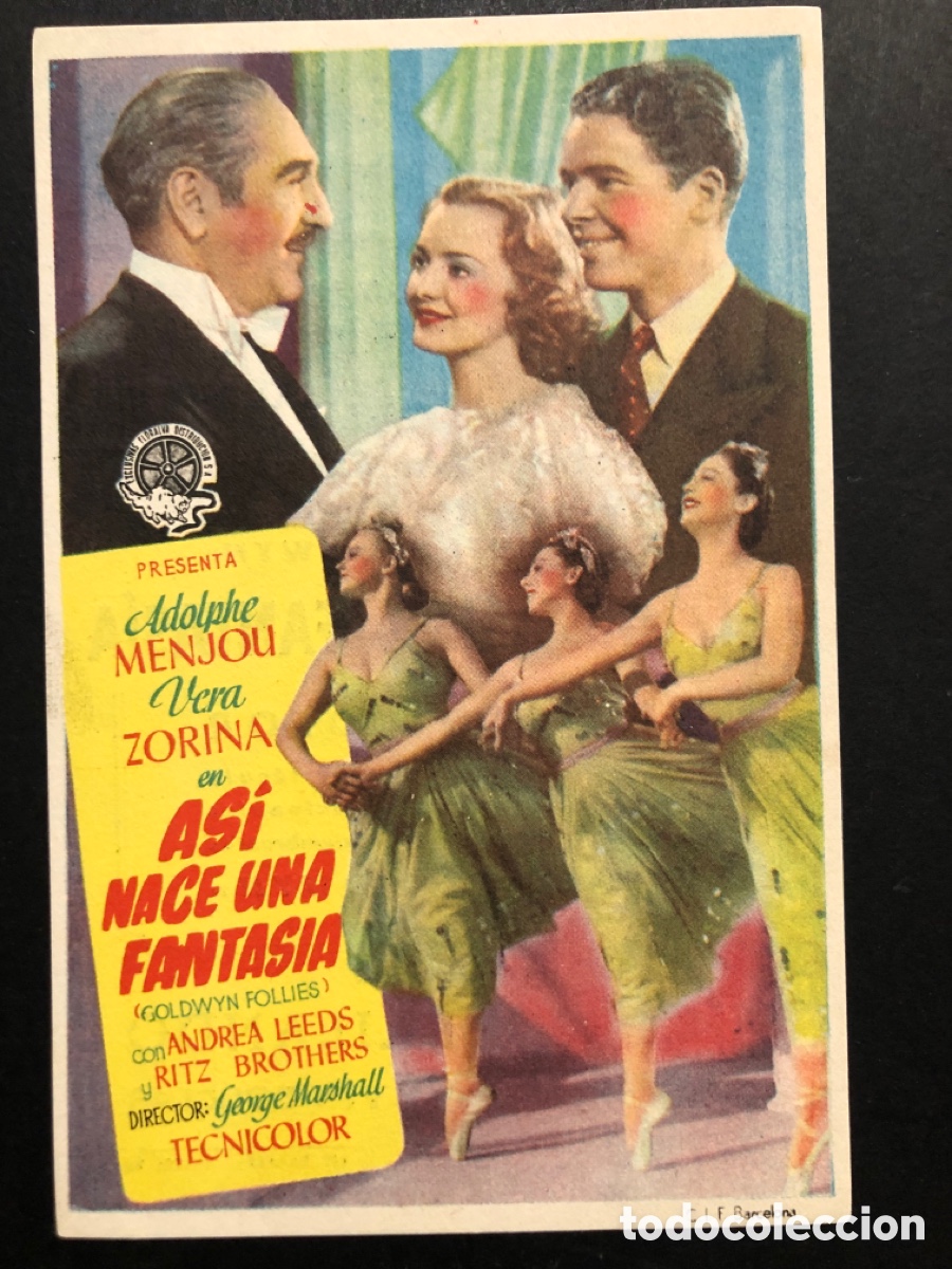  Flyers Publicitaires de films Anciens: Programa as&iacute; nace una fantas&iacute;a Adolphe Menjou vera zorina con publicidad cinema saboya castellon A8
