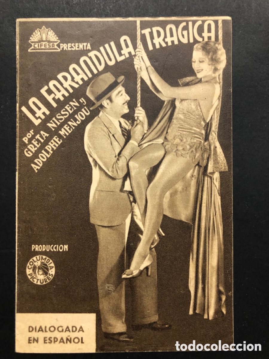  Flyers Publicitaires de films Anciens: Programa farandula tr&aacute;gica adolphe Menjou greta nissen con publicidad hermanos Gonz&aacute;lez A8