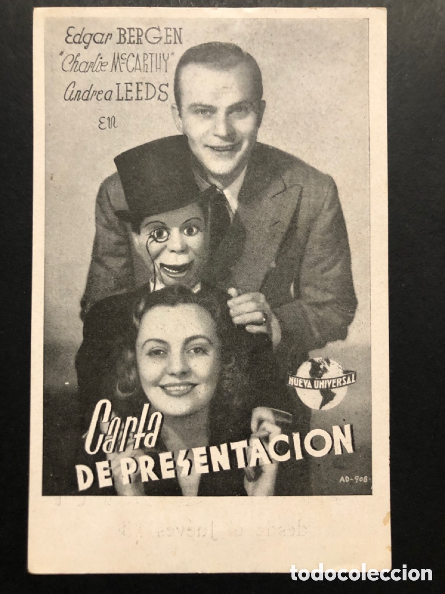  Flyers Publicitaires de films Anciens: Programa carta de presentaci&oacute;n Adolphe Menjou charlie McCarthy con publicidad cine Goya A8