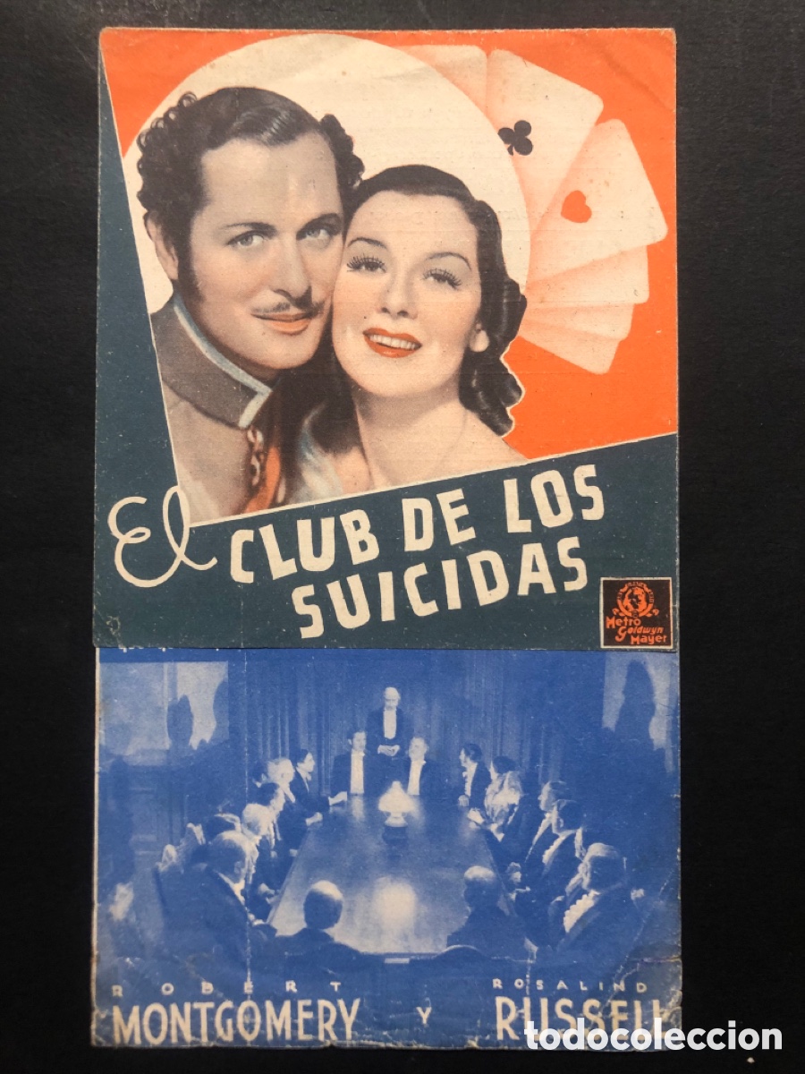  Flyers Publicitaires de films Anciens: Programa el club de los suicidas Robert montgomery con publicidad cine sala mozart calella A8
