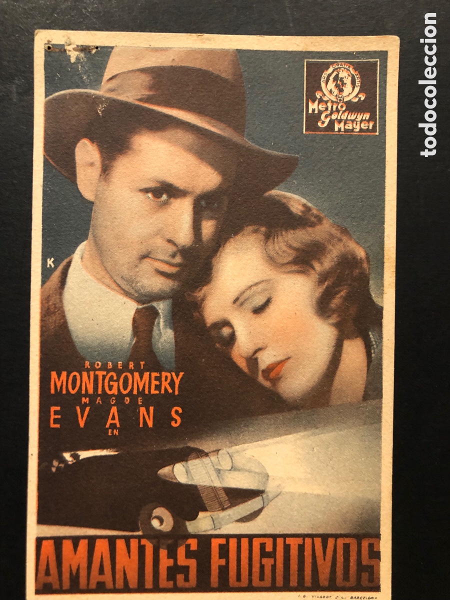  Flyers Publicitaires de films Anciens: Programa amantes fugitivos Robert montgomery Madge Evans A8