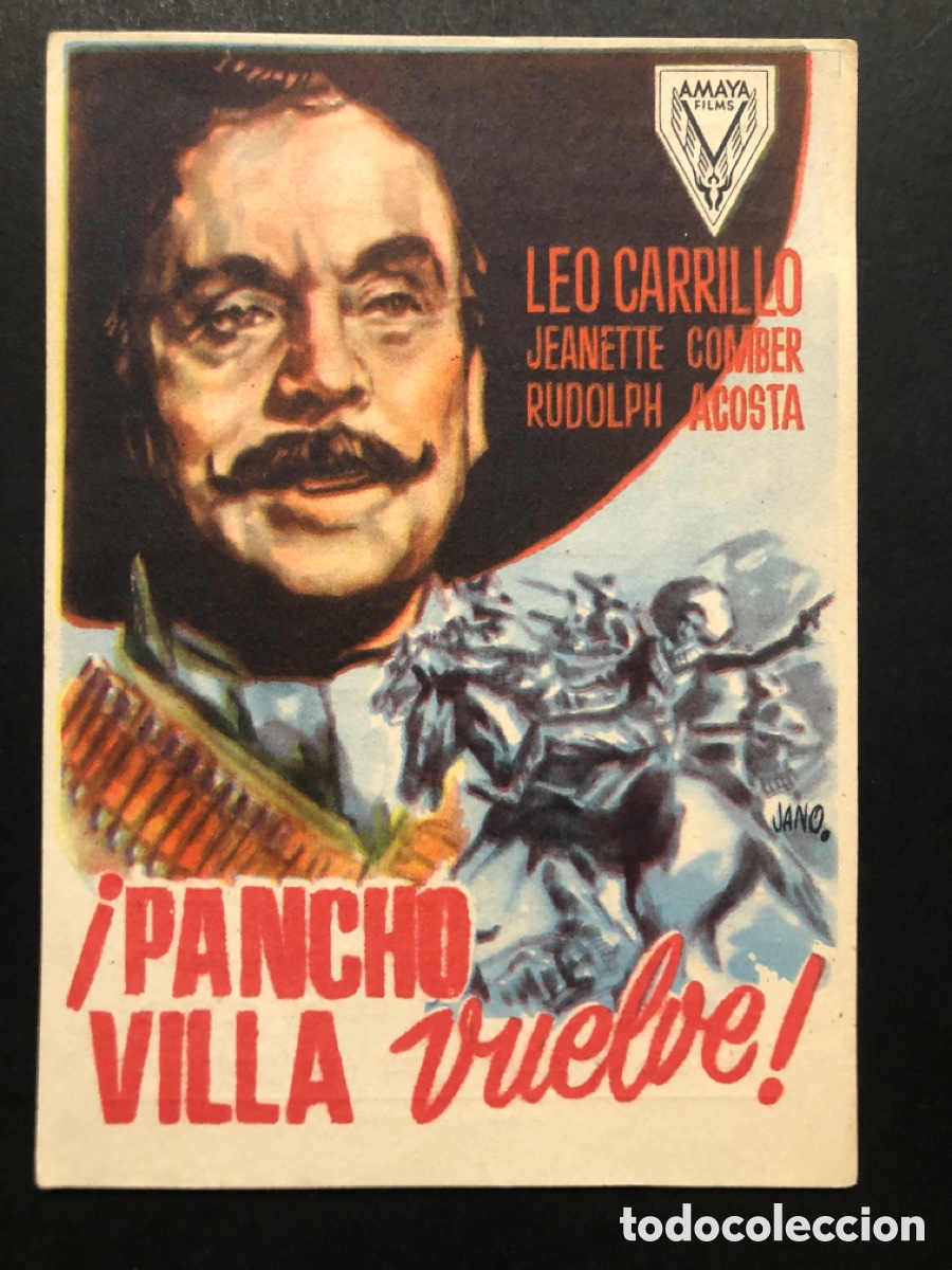 Kino: Programa pancho Villa vuelve Leo carrillo con publicidad cine avenida valencia A8