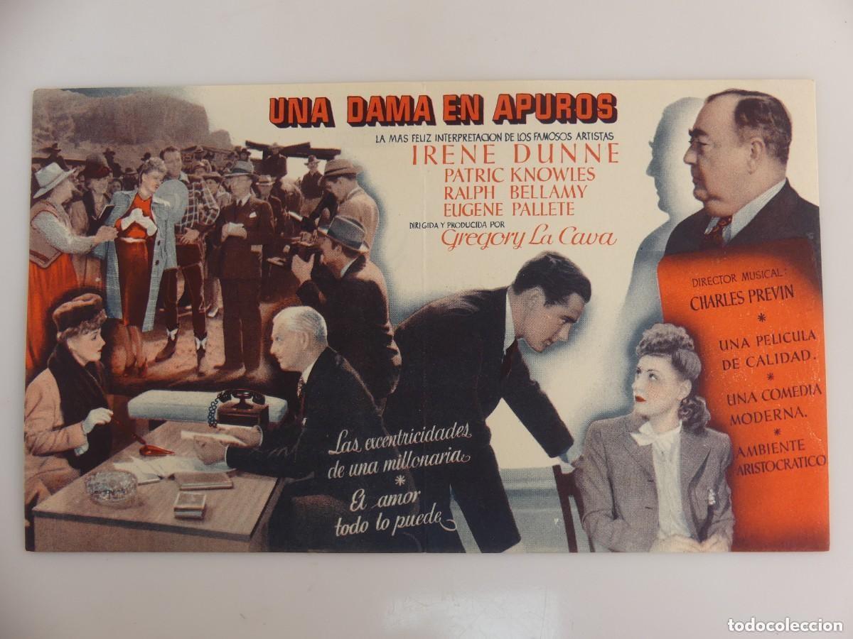 Cine: UNA DAMA EN APUROS - FOLLETO PROGRAMA DE MANO DOBLE - Foto 2