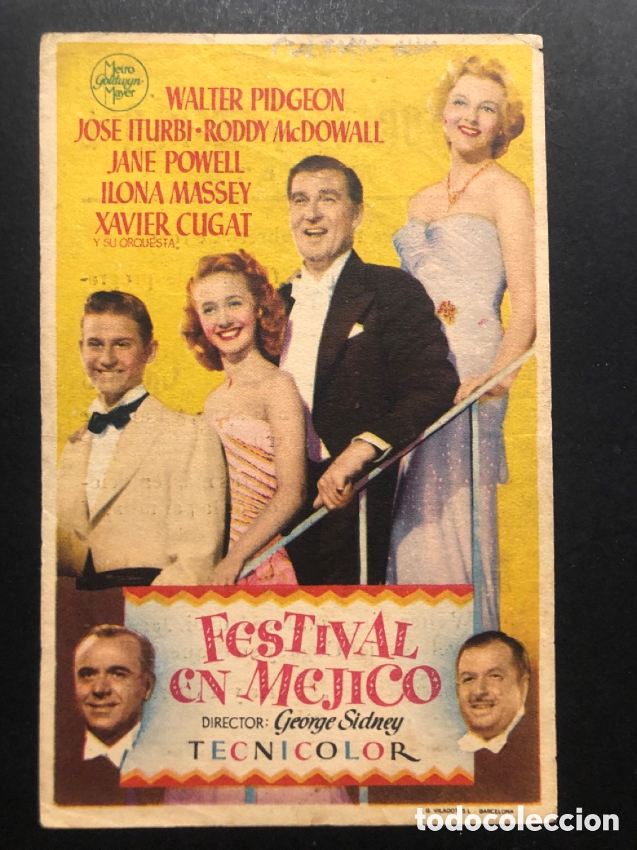  Foglietti di film di film antichi di cinema: Programa MGM walter pidgeon festival en mejico con publicidad cultural y espa&ntilde;ol Mislata