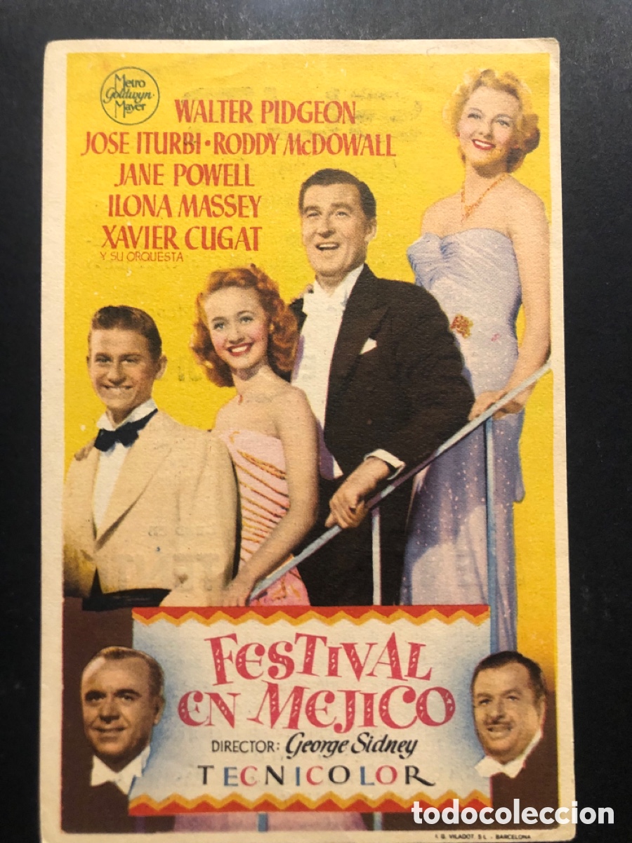  Foglietti di film di film antichi di cinema: Programa Festival en mejico walter Pidgeon con publicidad cine sur Mislata