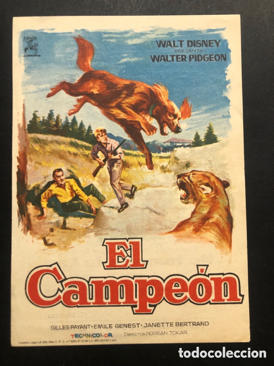  Foglietti di film di film antichi di cinema: Programa el campe&oacute;n walt disney walter Pidgeon con publicidad cine montecarlo alboraya A8