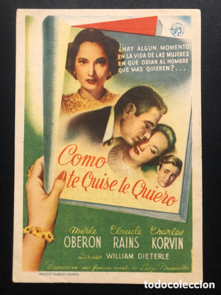  Foglietti di film di film antichi di cinema: Programa como te quise te quiero merle Ober&oacute;n con publicidad cine gran v&iacute;a valencia A8