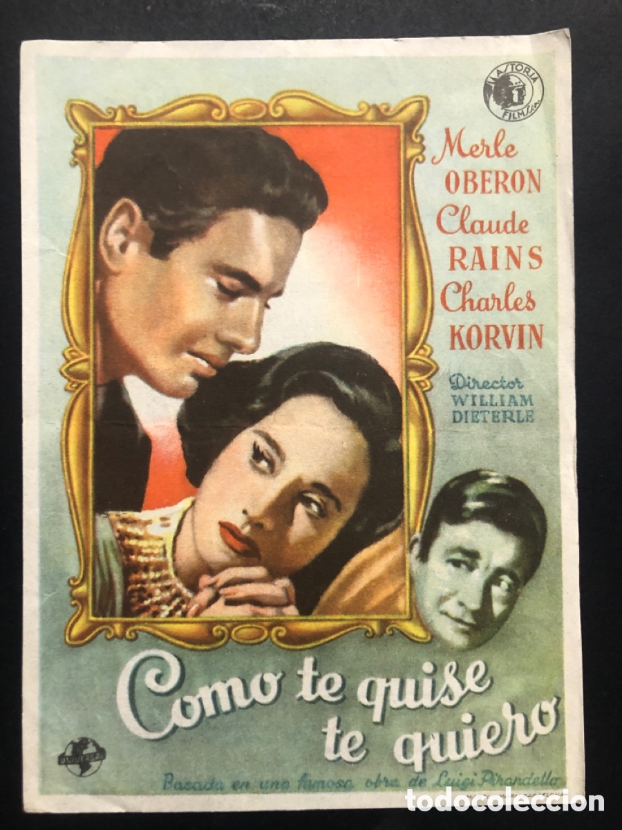  Foglietti di film di film antichi di cinema: Programa como te quise te quiero merle Ober&oacute;n con publicidad cine Echegaray malaga A8