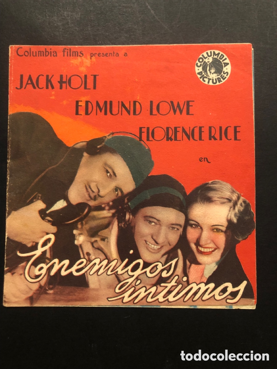  Foglietti di film di film antichi di cinema: Programa enemigos &iacute;ntimos jack holt edmund lowe con publicidad cine tortajada A8