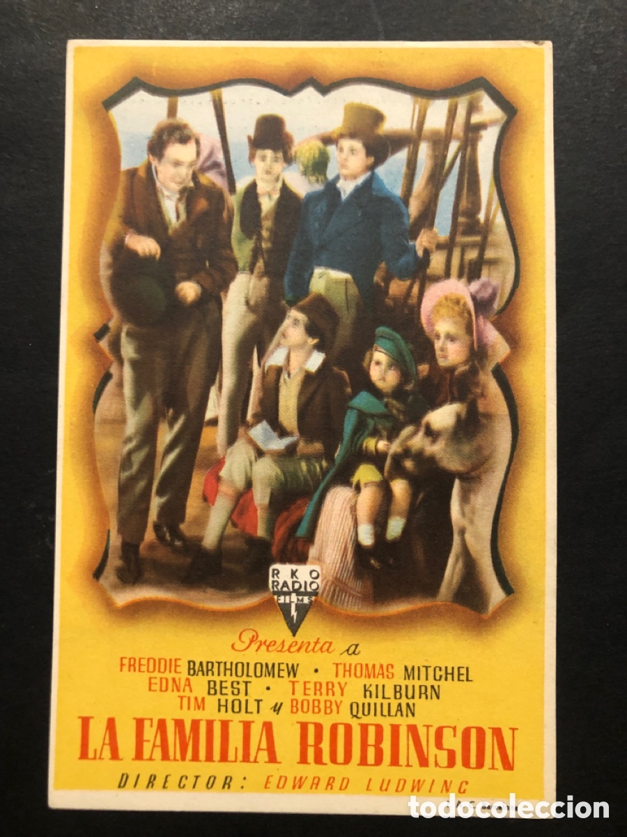  Foglietti di film di film antichi di cinema: Programa la familia Robinson Freddie bartholomew con publicidad teatro regio almansa A8