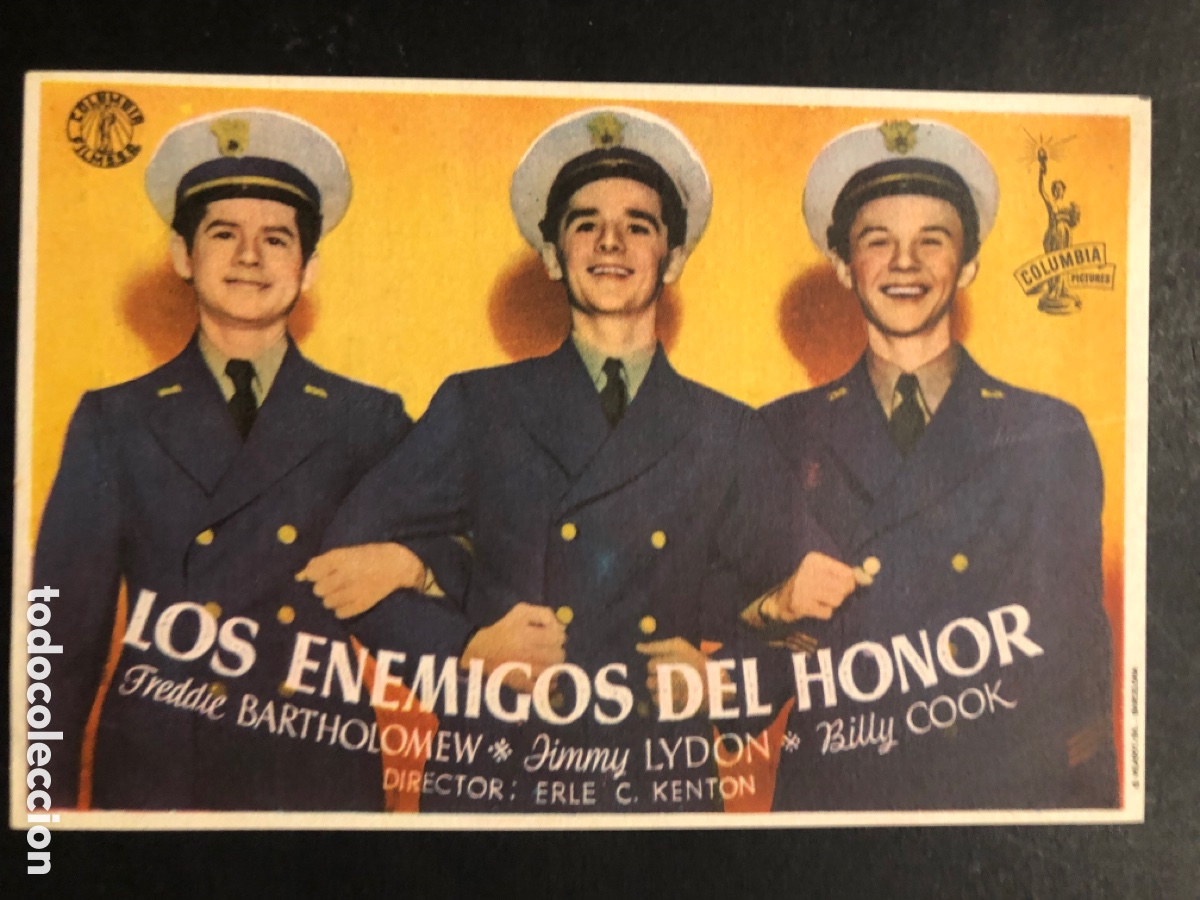  Foglietti di film di film antichi di cinema: Programa los enemigos del honor Freddie bartholomew con publicidad cine oriente A8