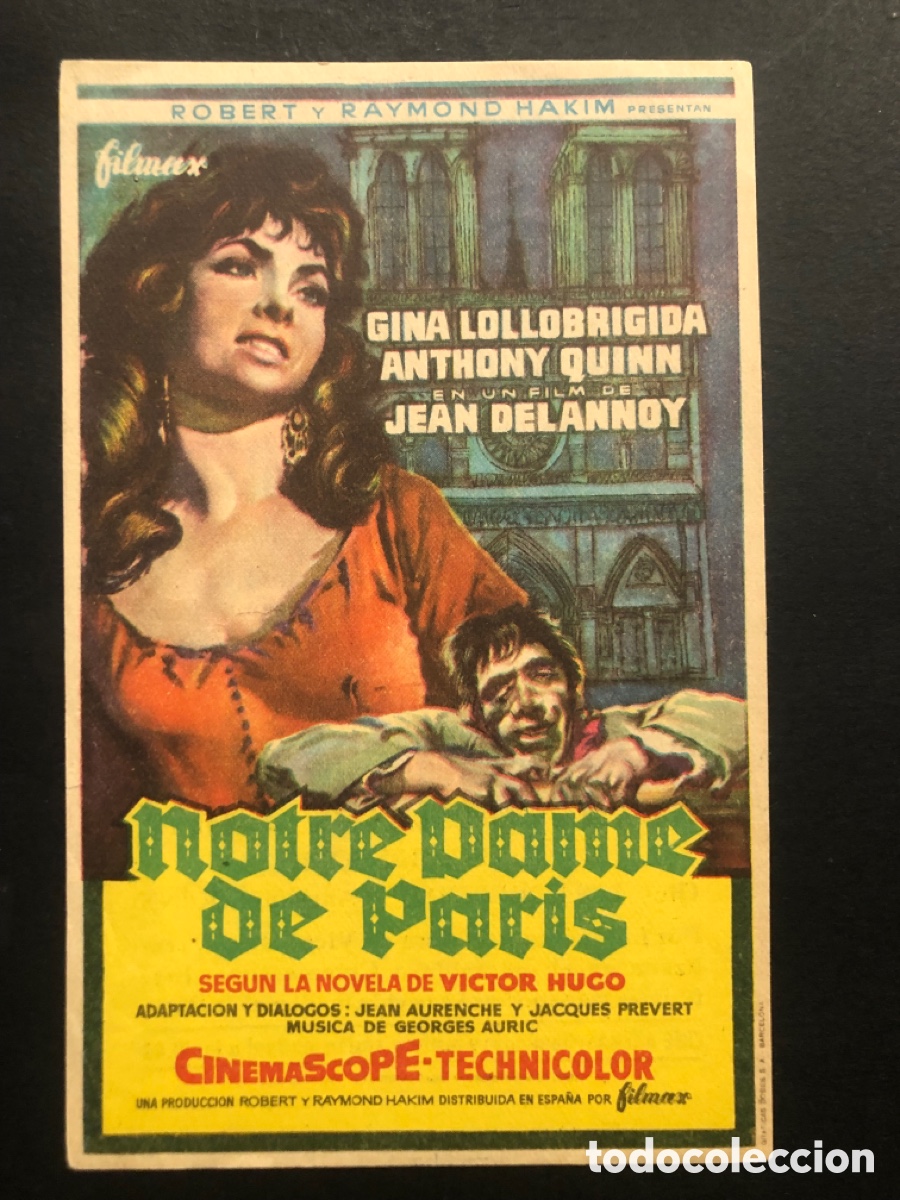 Kino: Programa notre dame de paris gina lollobrigida con publicidad circuito cines de sans A8