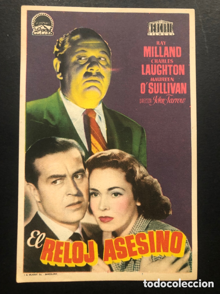 Kino: Programa el reloj asesino charles laughton Maureen O,Hara con publicidad cine Rex castellon A8