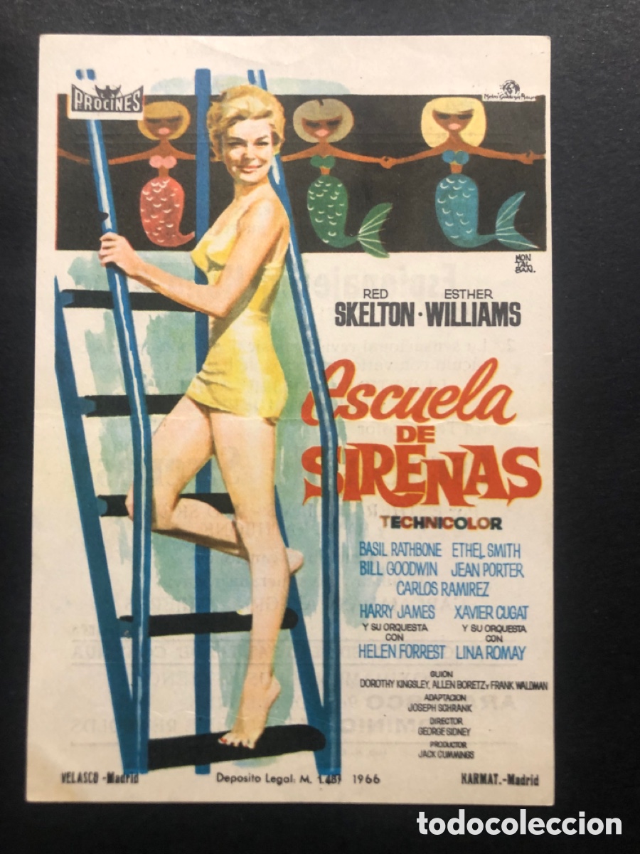Kino: Programa escuela de sirenas Esther williams con publicidad cinema Reyno Alcira A8