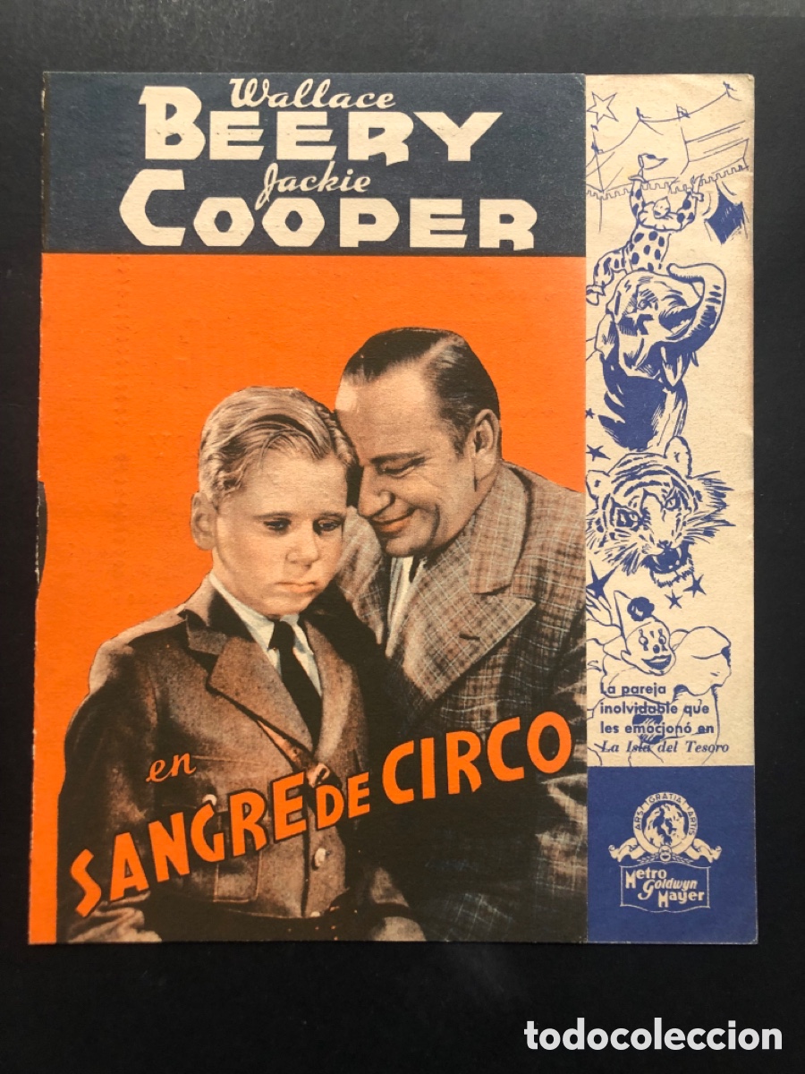 Kino: Programa sangre de circo wallace Beery jackie Cooper con publicidad cine l&iacute;rico A8