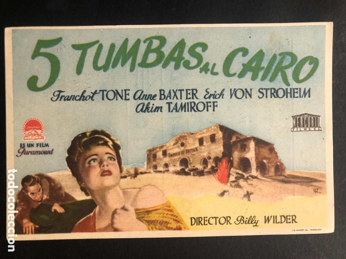 Kino: Programa 5 tumbas al cairo franchot tone Erich von Stroheim con publicidad cine goya A8