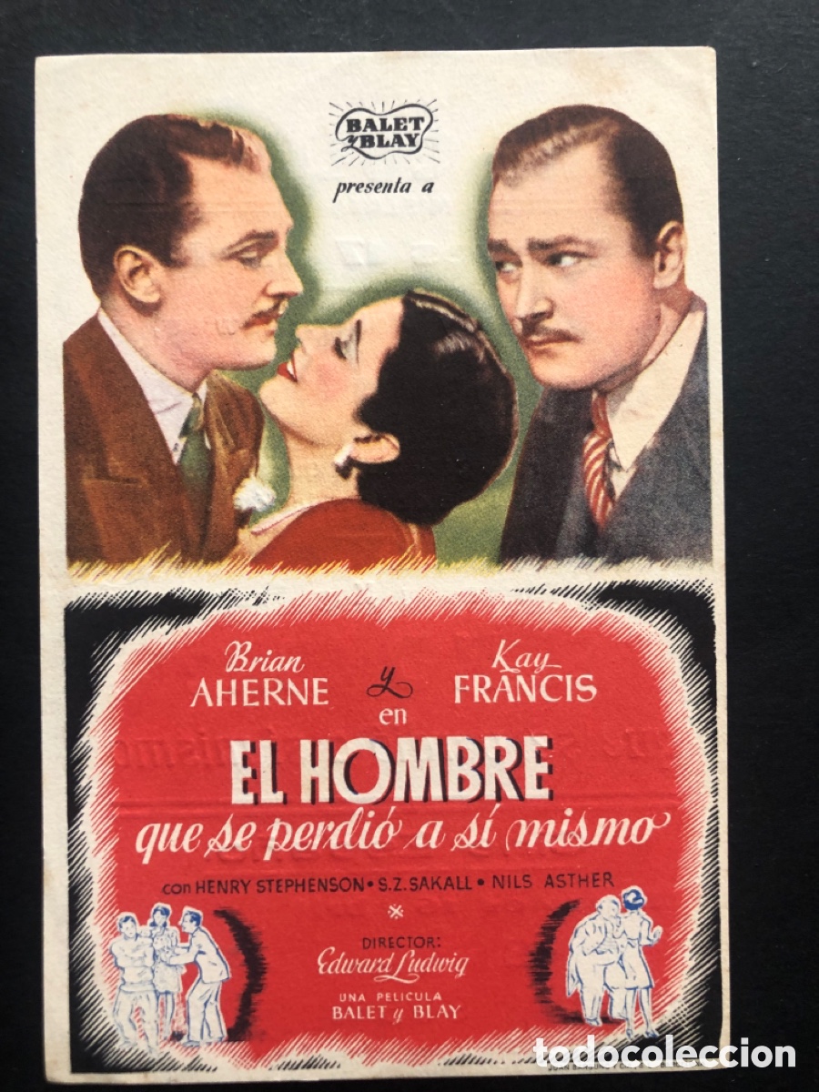 Kino: Programa el hombre que se perdi&oacute; a s&iacute; mismo Kay francis con publicidad cine cultural Mislata A8