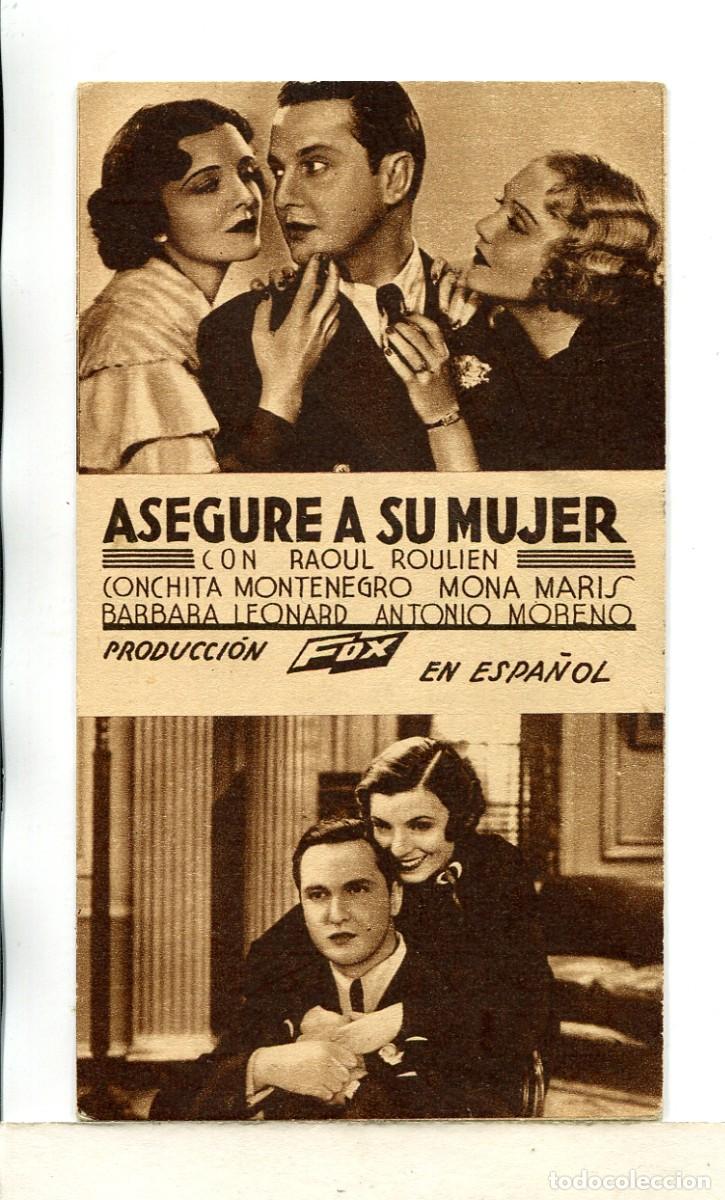  Flyers Publicitaires de films Anciens: ASEGURE A SU MUJER, con Conchita Montenegro.