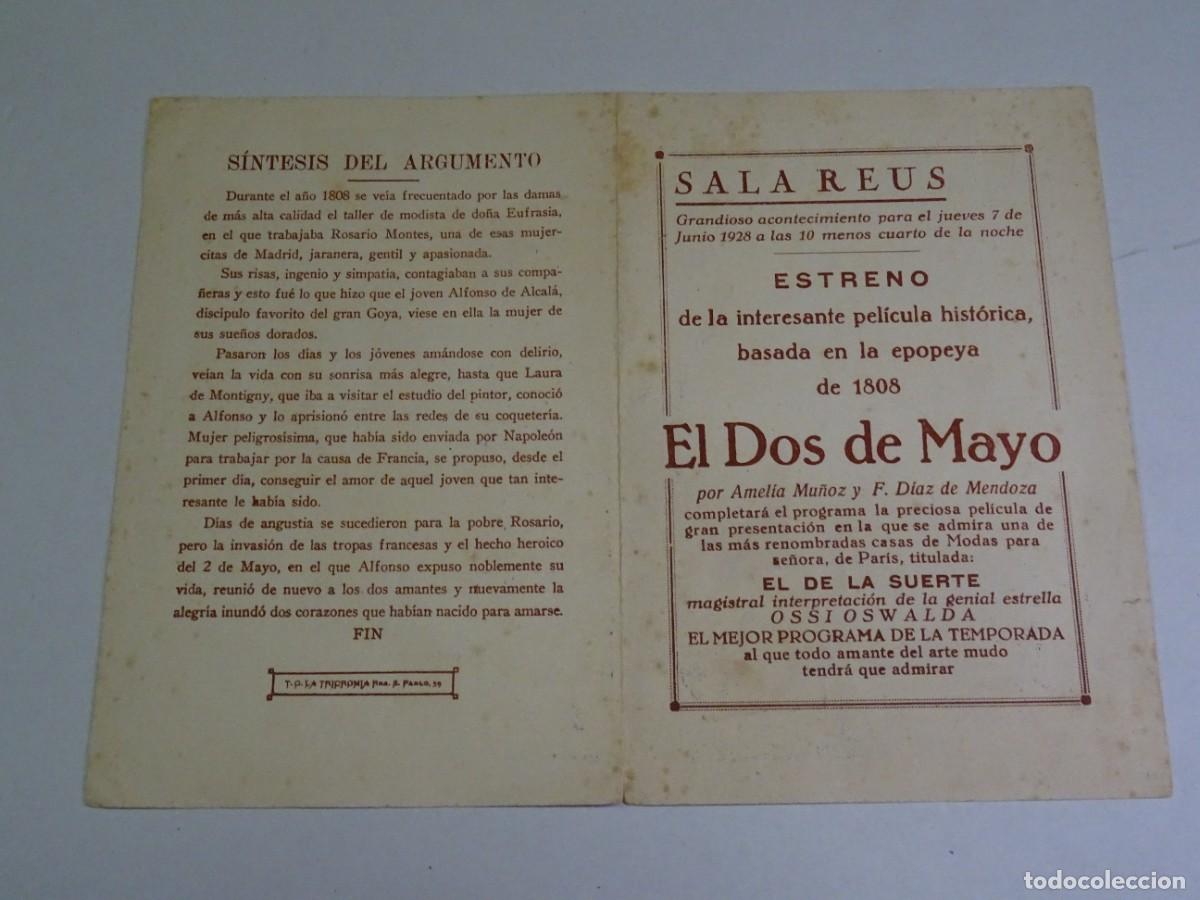 Cine: PROGRAMA DE CINE - EL DOS DE MAYO BASADA EN LA EPOPEYA DE 1808 - SALA REUS - ORIGINAL - Foto 2