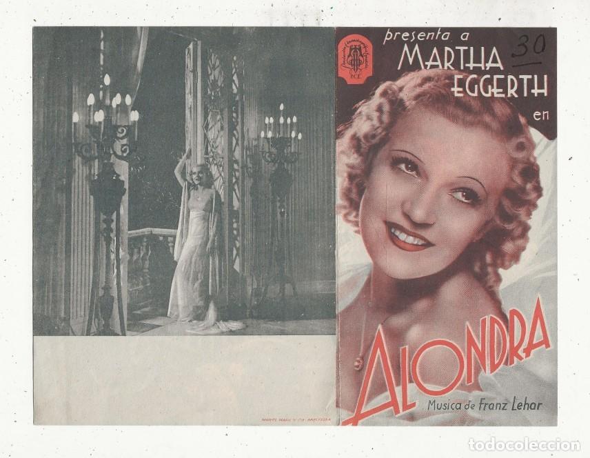 Cine: ALONDRA - PROGRAMA FOLLETO DE MANO DOBLE - Foto 1