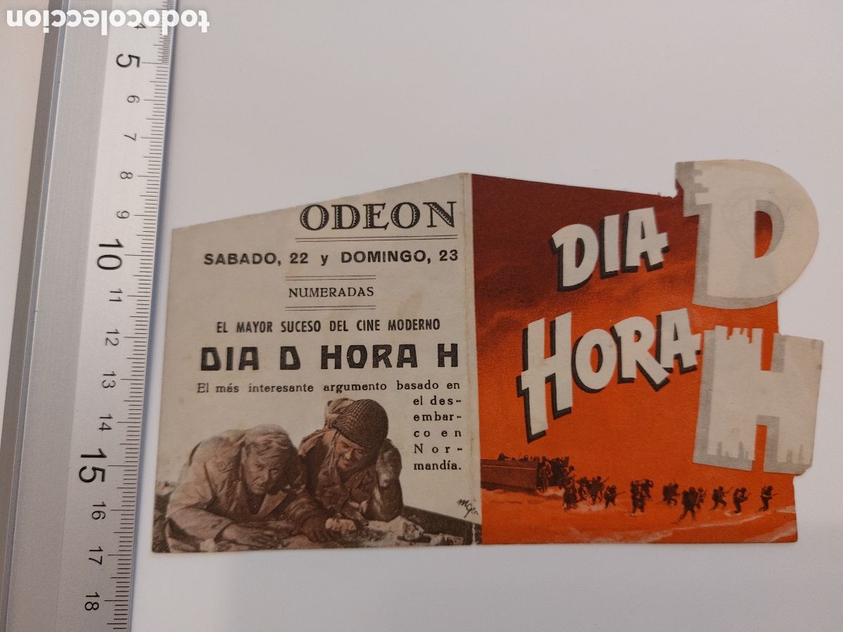 Cine: Programa troquelado Dia D , Hora H, Gregory Peck , publicidad Odeon - Foto 1