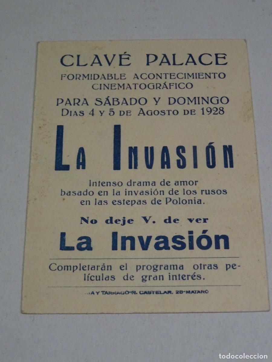 Cine: PROGRAMA DE CINE - LA INVASI&Oacute;N - CLAV&Eacute; PALACE 1928 - Foto 2
