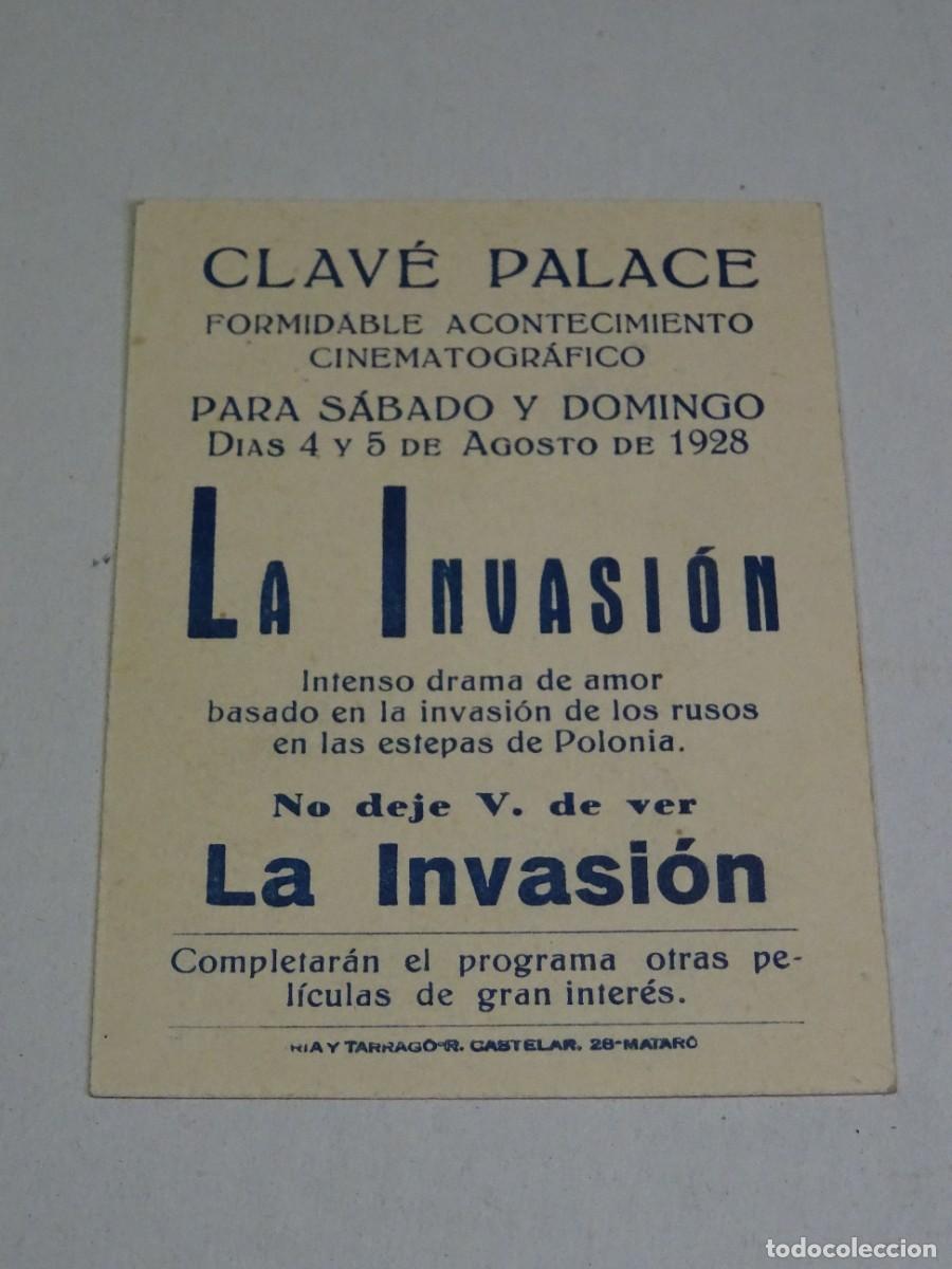 Cine: PROGRAMA DE CINE - LA INVASI&Oacute;N - CLAV&Eacute; PALACE 1928 - Foto 2