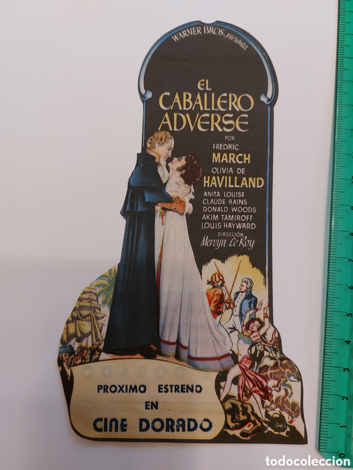  Flyers Publicitaires de films Anciens: Programa troquelado El caballero Adverse con Fredric March, publicidad Cine Dorado