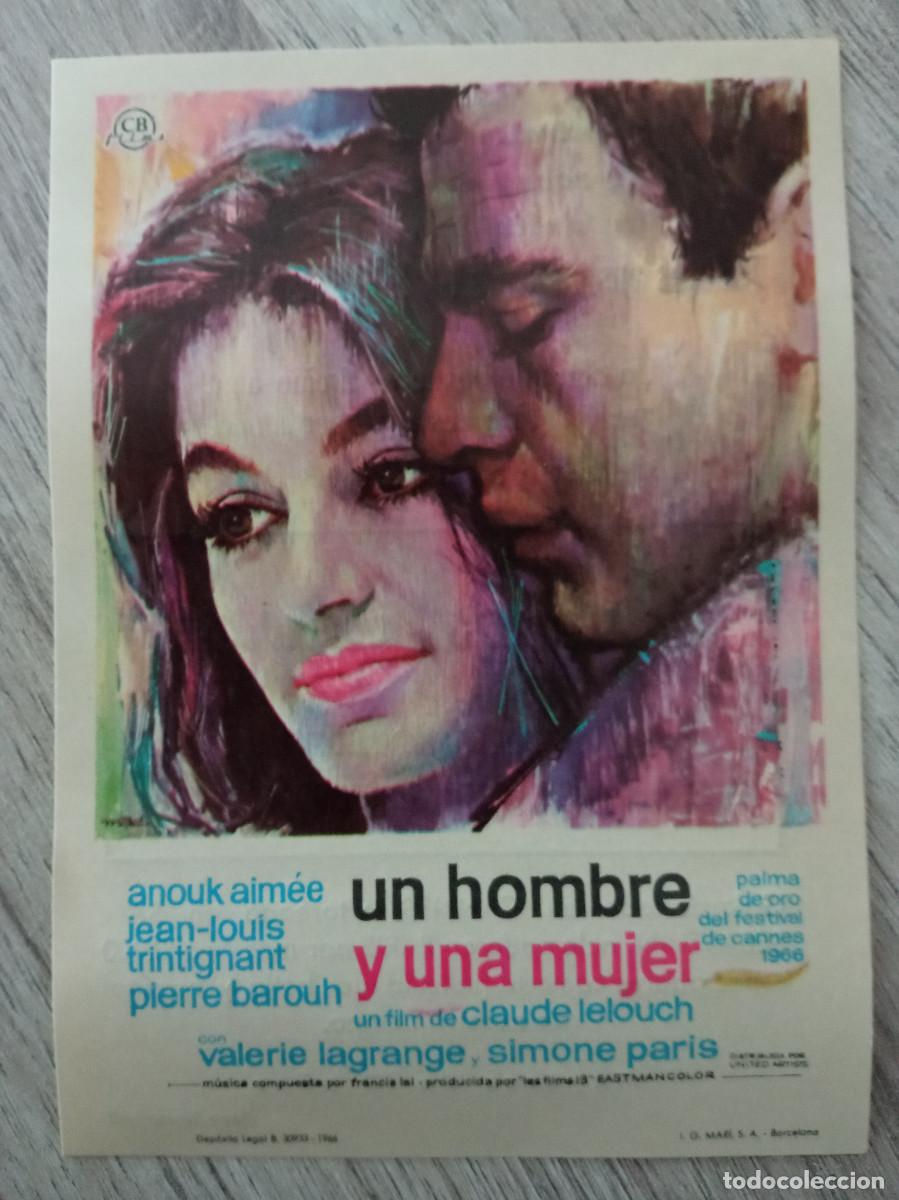  Flyers Publicitaires de films Anciens: UN HOMBRE Y UNA MUJER, JEAN LOUIS TRINTIGNANT, CINE BUENOS AIRES, BILBAO
