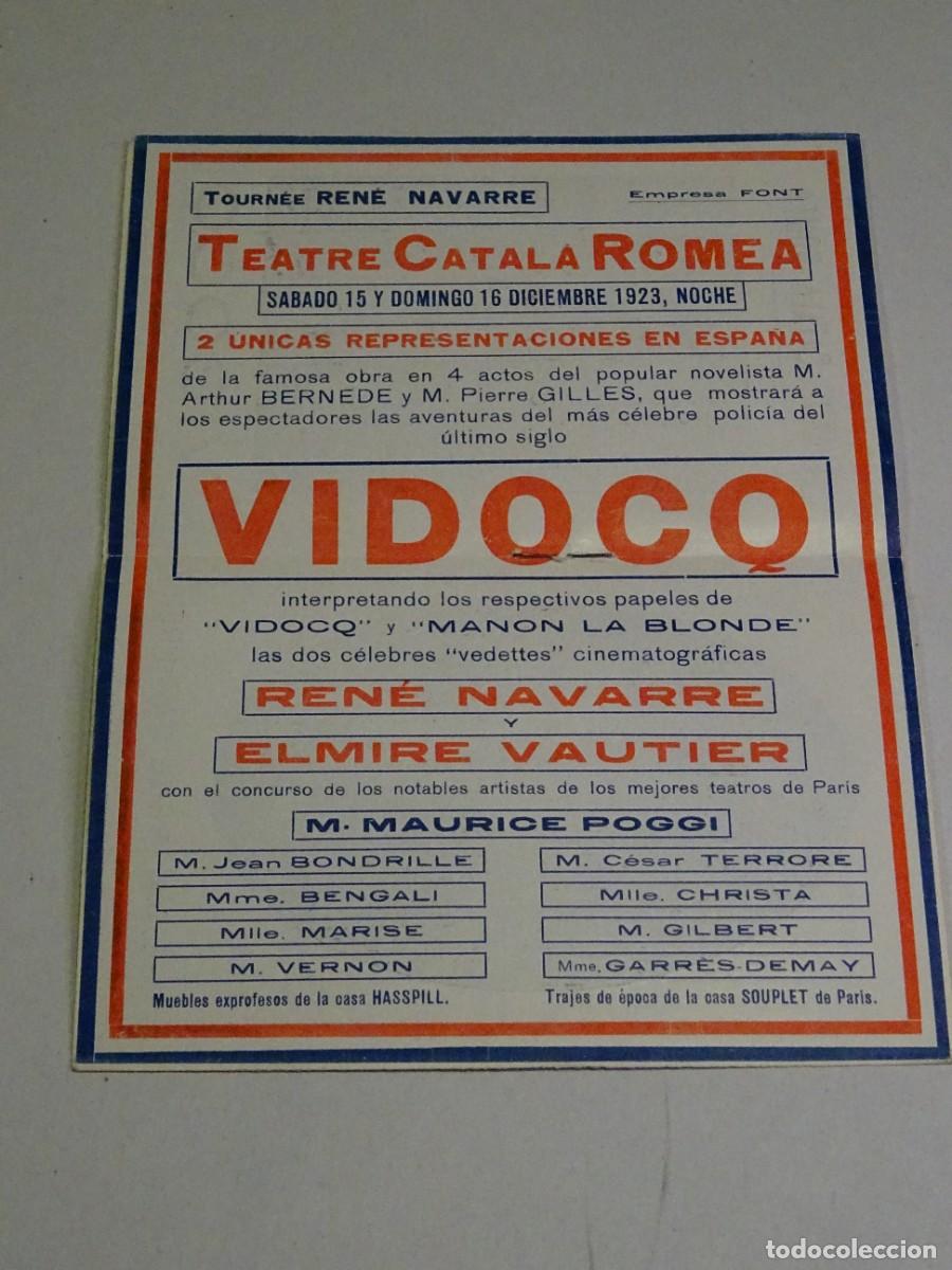 Cine: PROGRAMA DE CINE - VIDOCQ - ARTHUR BERNEDE Y M PIERRE GILLES 1923 - Foto 3