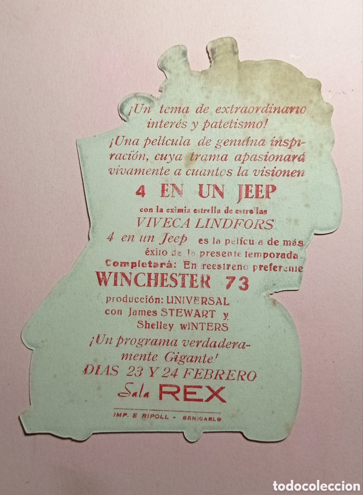 Cine: Programa de mano , 4 en un jeep, cine Rex, benicarlo - Foto 2