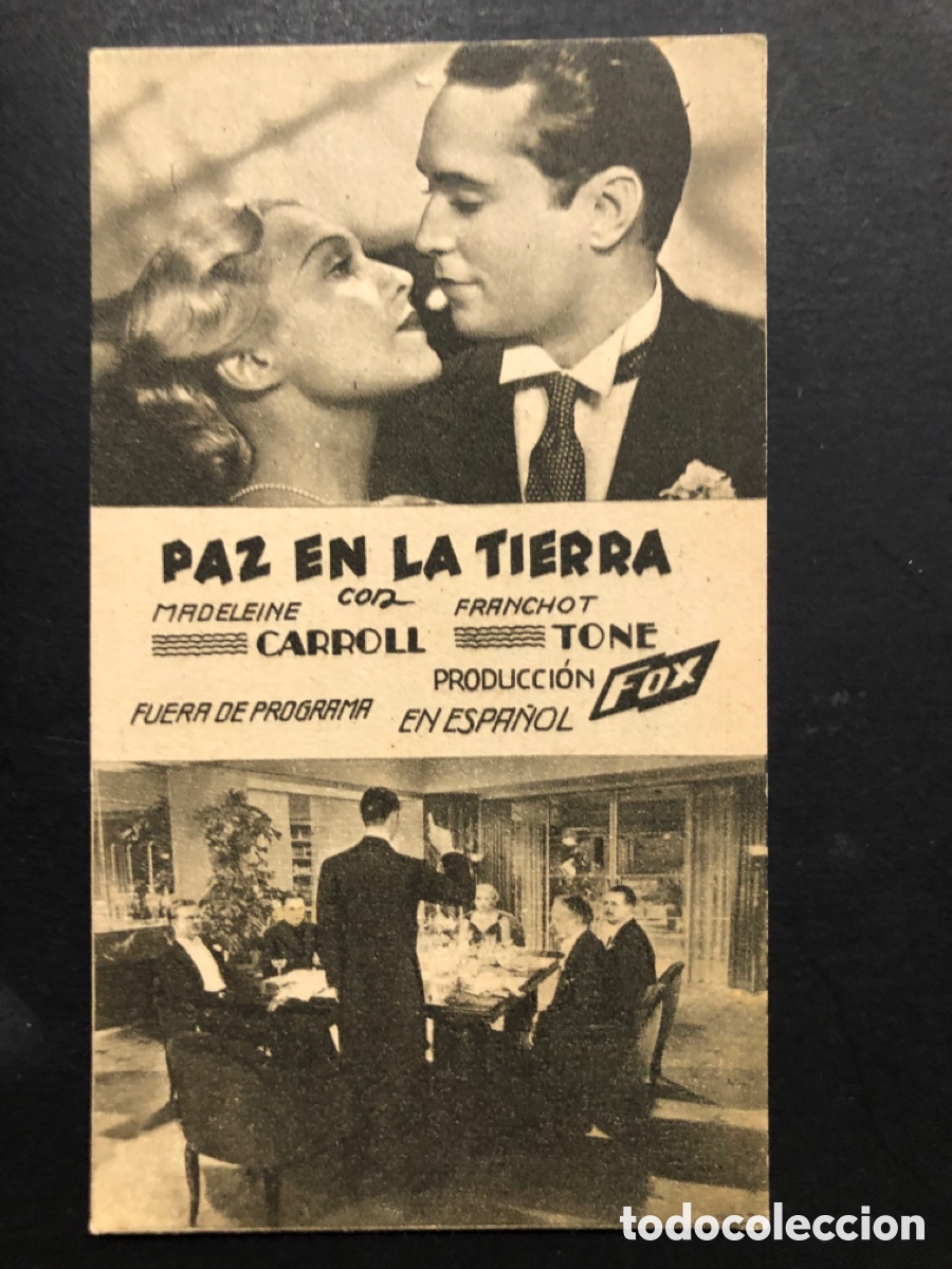 Cine: Programa paz en la tierra madeleine carroll con publicidad teatro circo A8
