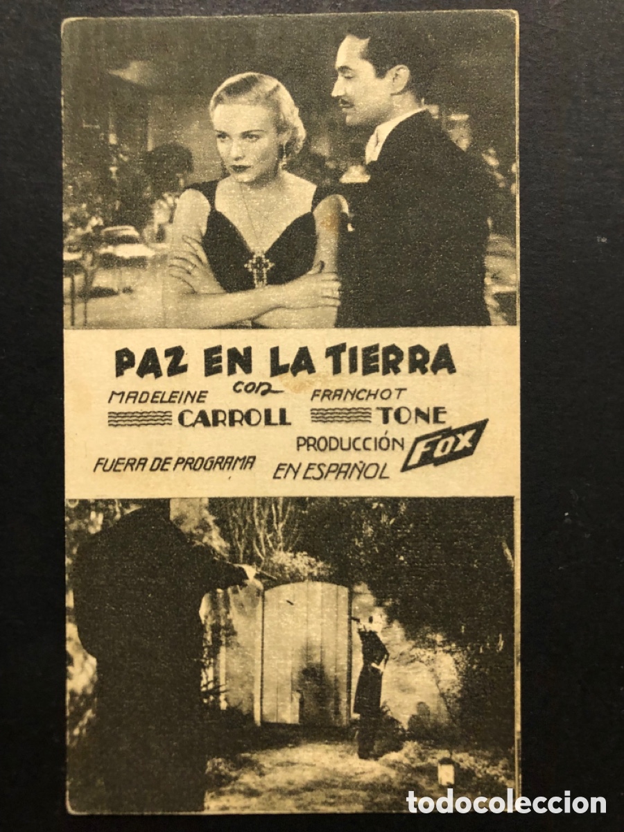Cine: Programa paz en la tierra madeleine carroll con publicidad cine parque Hellin A8