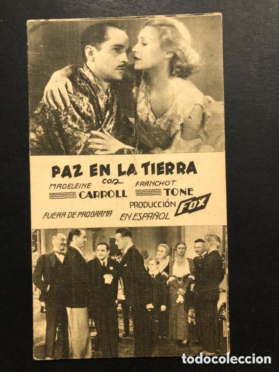 Cine: Programa paz en la tierra madeleine carroll con publicidad teatro Giner alcira A8