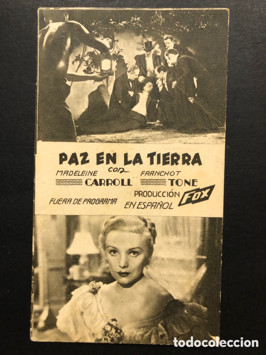 Cine: Programa paz en la tierra madeleine carroll con publicidad cinema ideal park olot A8
