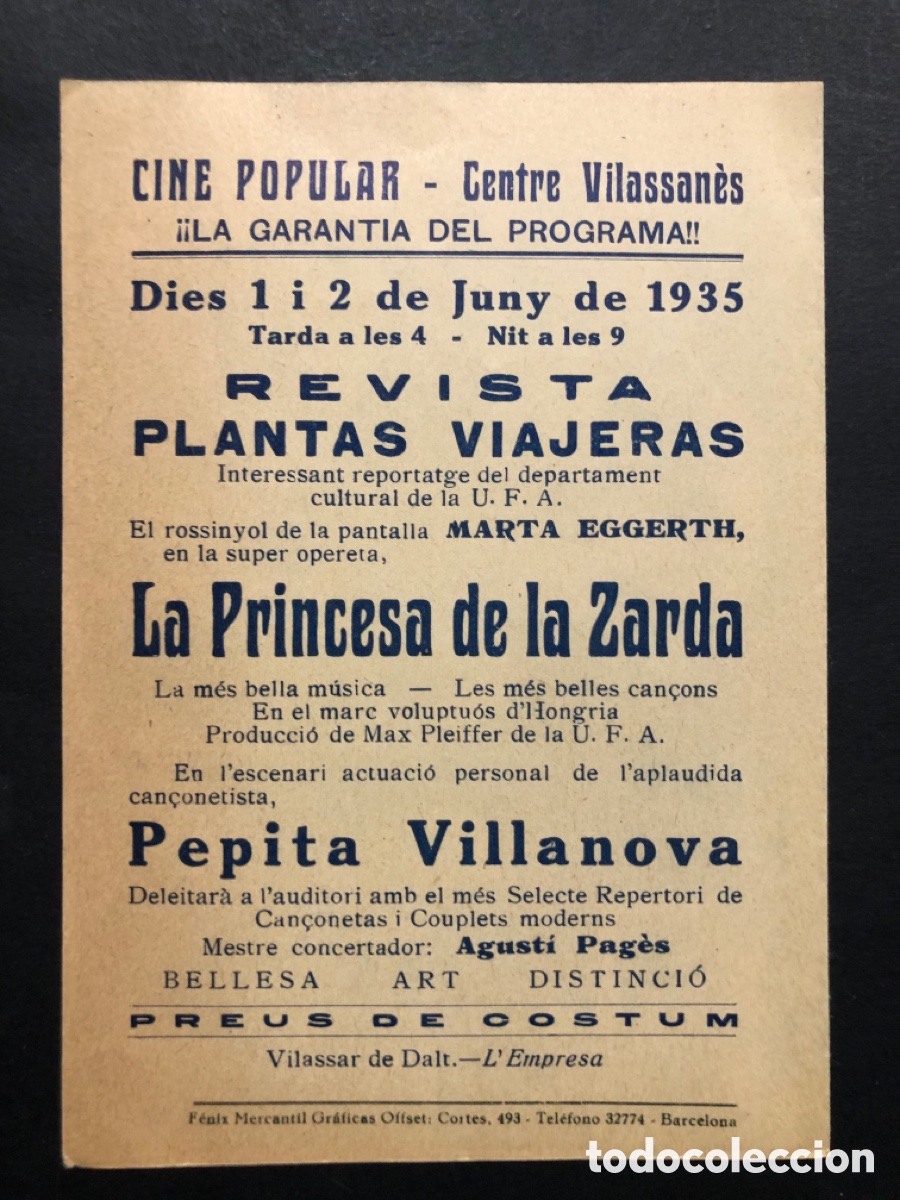 Cine: Programa la princesa de la zarda marta eggerth con publicidad centre vilassanes A8 - Foto 3