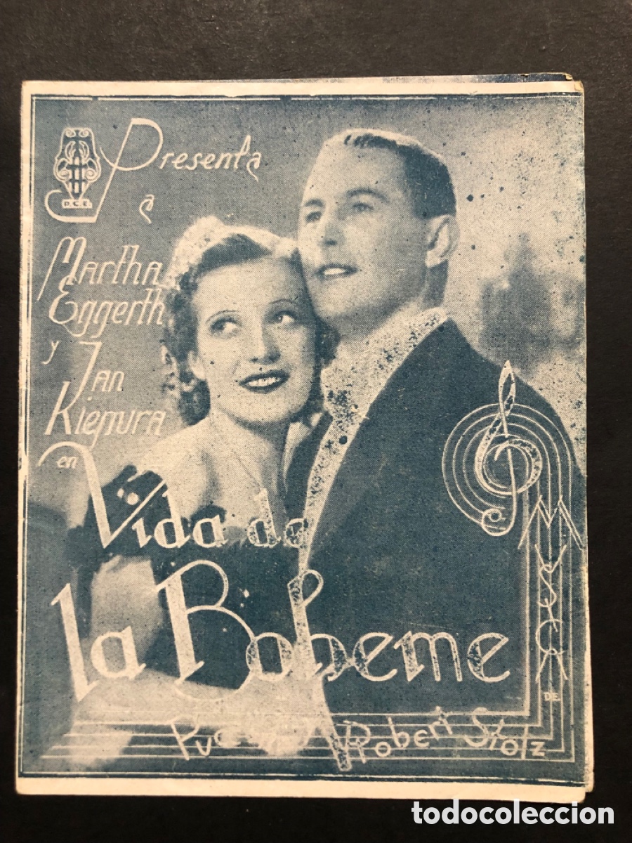 Cine: Programa vida de la boheme marta eggerth jan kiepura con publicidad cine Echegaray malaga A8