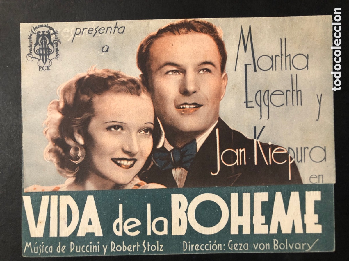 Cine: Programa vida de la boheme marta eggerth con publicidad cine centro espa&ntilde;ol A8