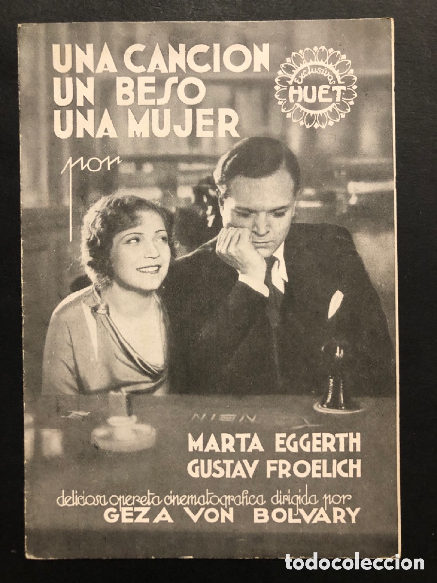 Cine: Programa una canci&oacute;n un beso una mujer marta eggerth con publicidad salo kursaal A8
