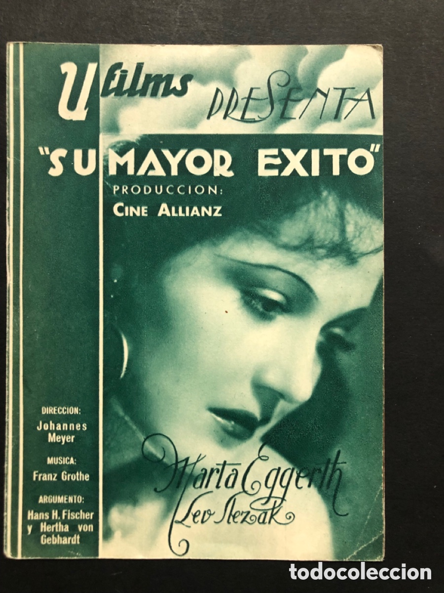 Cine: Programa su mayor &eacute;xito marta eggerth con publicidad teatro circo alcoy A8