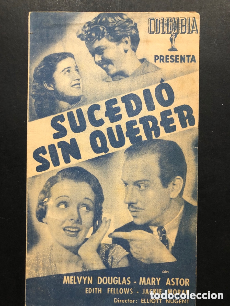 Cine: Programa sucedi&oacute; sin querer melvyn douglas mary astor con publicidad cine el sol Manuel A8