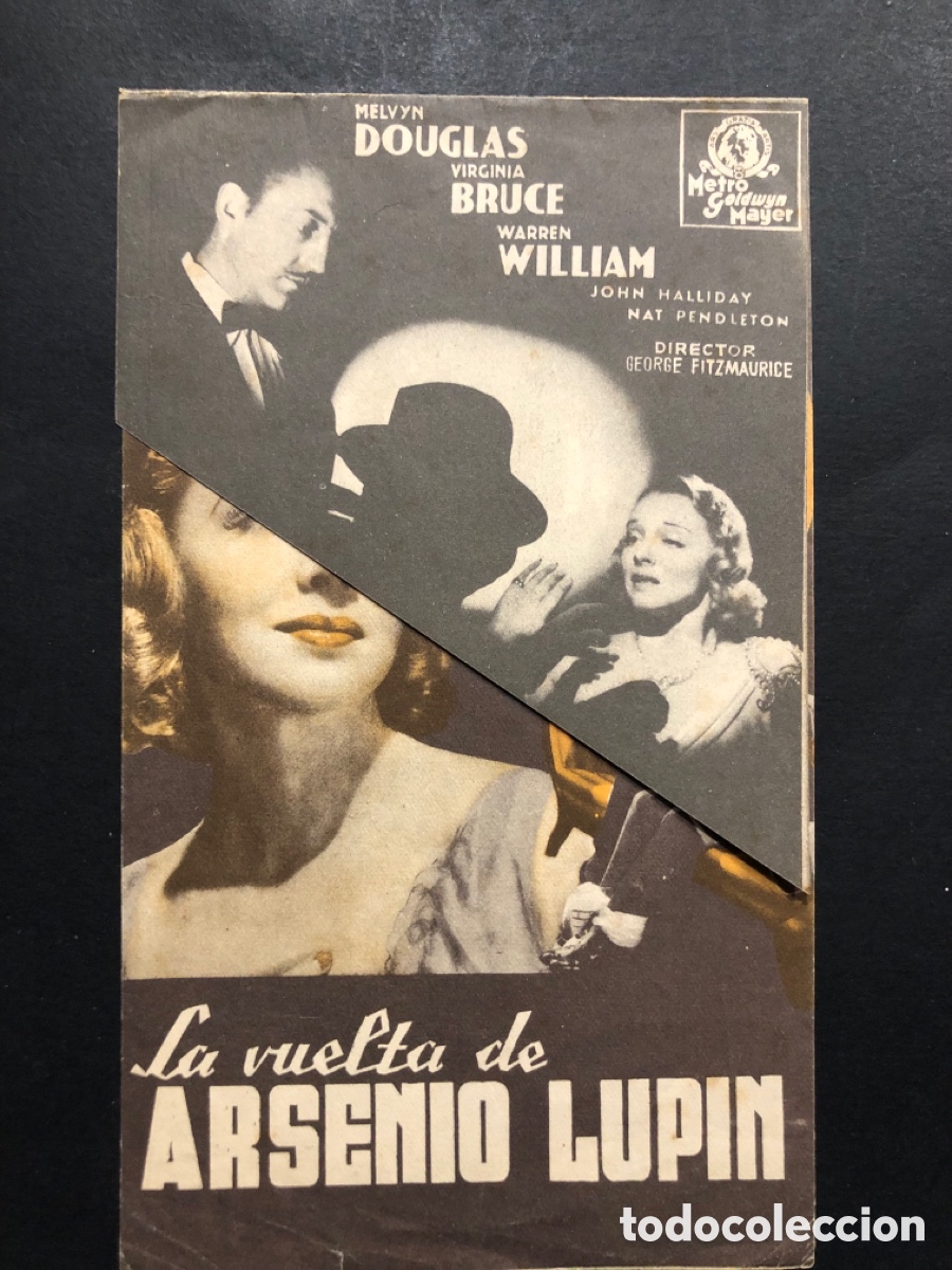 Cine: Programa la vuelta de Arsenio lupin melvyn douglas virginia bruce con publicidad cine olympia A8